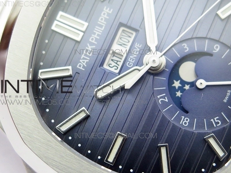 NAUTILUS 5726 SS GRF 1:1 BEST EDITION BLUE DIAL WORKING ANNUAL CALENDARON SS BRACELET A.324 V2